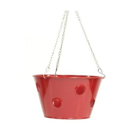 NEXT2NATURE Enameled Galvanized Hanging Strawberry, Herb, Floral Planter - Red NE2588662